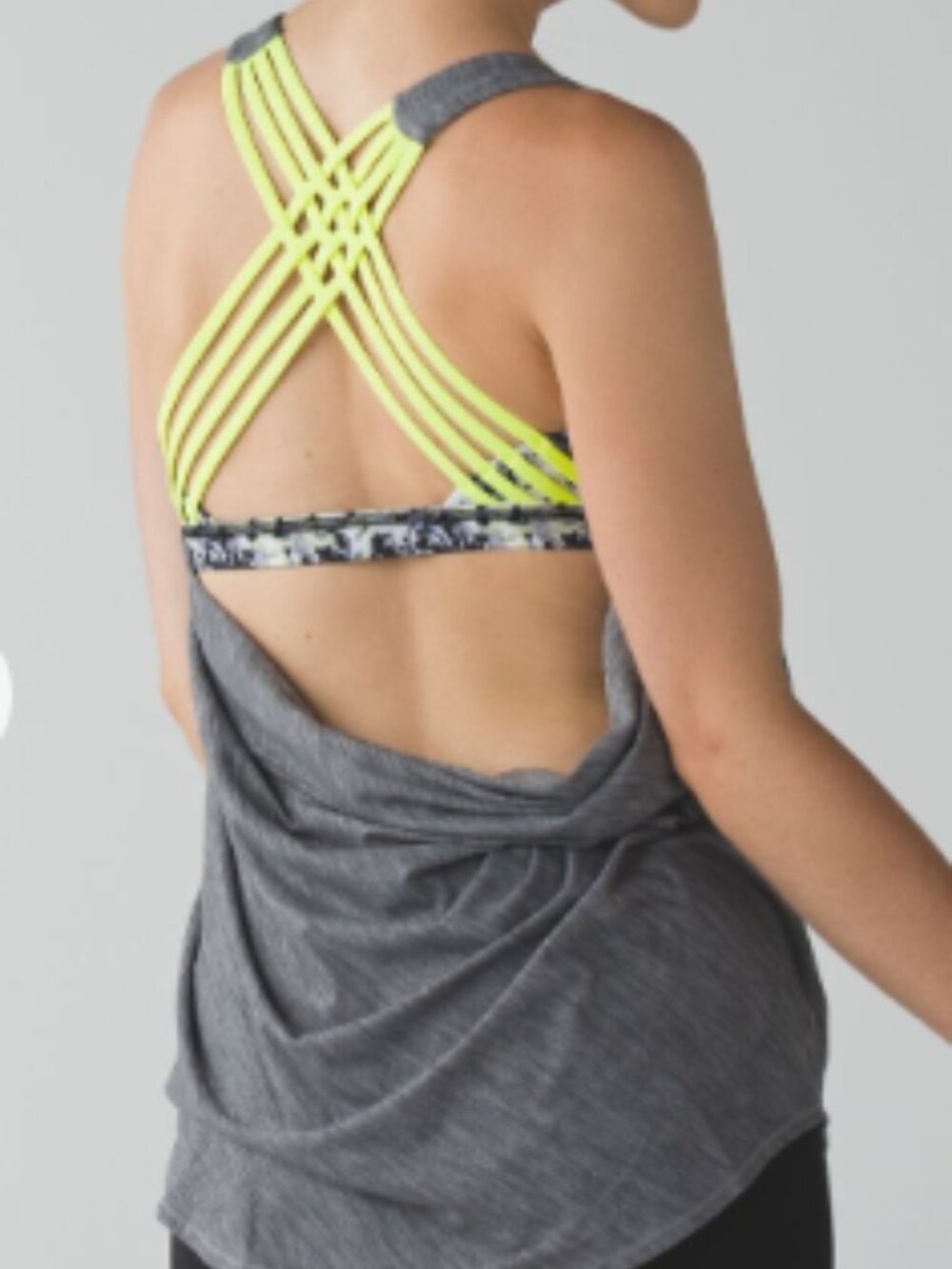 Lululemon Wild Tank 10 Heathered Slate / Crosscourt Petal Black Clarity Yellow